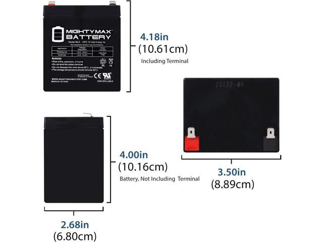 Mighty Max Battery ML5-12F2-12 Volt 5 AH, F2 Terminal, Rechargeable SLA AGM Battery