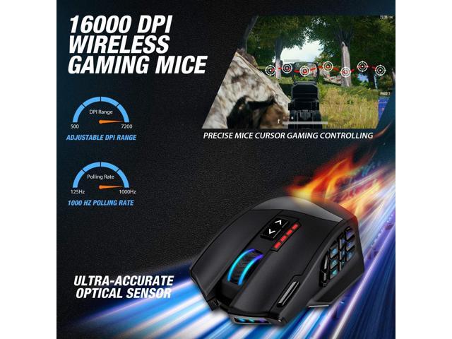 UtechSmart Venus Pro RGB Wireless MMO Gaming Mouse, 16,000 DPI Optical Sensor, 2.4 GHz Transmission Technology, Ergonomic Design, 16M Chroma RGB...