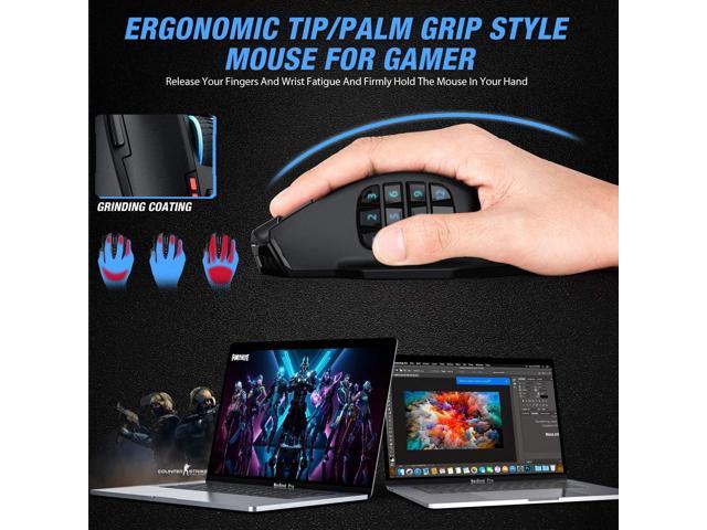 UtechSmart Venus Pro RGB Wireless MMO Gaming Mouse, 16,000 DPI Optical Sensor, 2.4 GHz Transmission Technology, Ergonomic Design, 16M Chroma RGB...