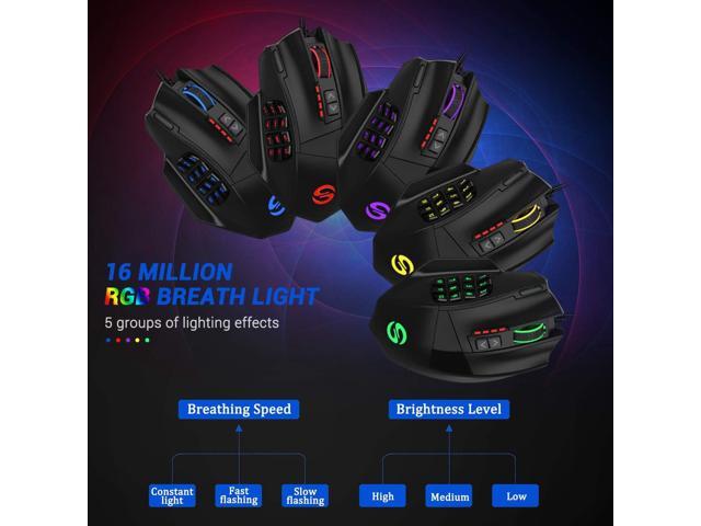 UtechSmart Venus Gaming Mouse RGB Wired, 16400 DPI High Precision Laser Programmable MMO Computer Gaming Mice [IGN's Recommendation]