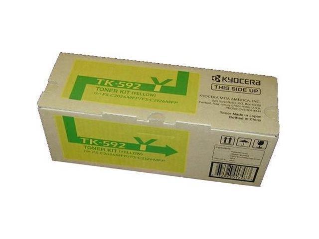 Kyocera 1T02KVAUS0 Model TK-592Y Toner Kit, Yellow, Genuine Kyocera, Compatible with C5250DN/ C2026MFP/ C2126MFP/ C2526MFP/ C2626MFP/ M6026CIDN/...