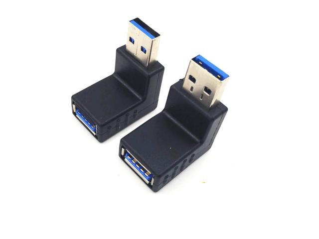 EVESKY 2pcs USB 3.0 up down Male to Female Extension Adapter Combo Upward and Downward 90 degree Right Angle USB 3.0 Super-speed Connector.