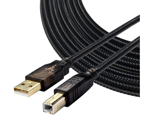 GHWL Printer Cable,High Speed Gold-Plated Nylon Braided USB Type A Male to B Male for HP, Canon, Lexmark, Epson, Dell, Xerox, Samsung etc