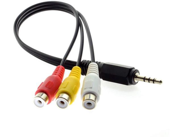 3.5mm 1/8' Male Stereo Car AUX to 3 RCA AV Female Cord Audio Video Composite Cable 20cm
