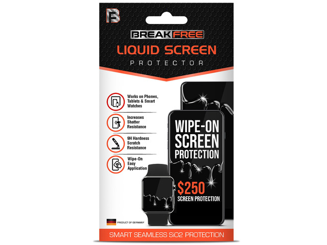 BREAK FREE Liquid Glass Screen Protector with $250 Guarantee for All Phones Tablets and Smart Watches