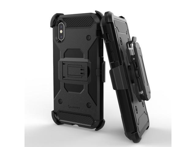 Luvvitt iPhone XS Max Armor Case With Belt Clip Holster and Kickstand 6.5 Black