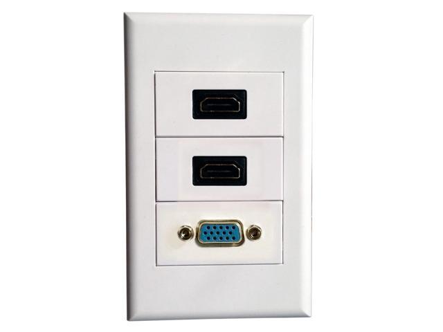 Wall Plate with HDMI + HDMI + VGA Modules,Display Monitor Keystone Connectors Jack/Plug Wall Mount Faceplate Cover (Type118)