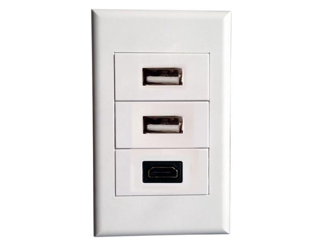 Wall Plate with 2 USB + HDMI Modules,Keystone Connectors Jack/Plug Wall Mount Faceplate Cover for Cabling System (Type118)