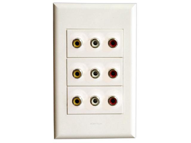 3RCA Wall Socket with 3 Adapters Outlet Decorative FacePlates 3 RCA For A/V Cable VCR,DVD Stereo Home Theater Projector,Set-top...