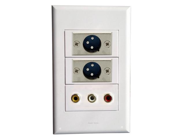 XLR Wall Plate with 2X XLR Male+ 3RCA Keystone Modular, Audio Speaker Microphone Jack Connectors 3 RCA Socket White Decorative FacePlates RCA...