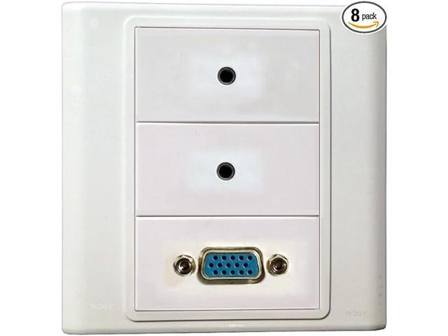 Earphone Wall Plate with 2 * 3.5 Earphone + VGA Keystone Modular Audio Distribution Jack Connectors Socket White Decorative FacePlates Device Mount...