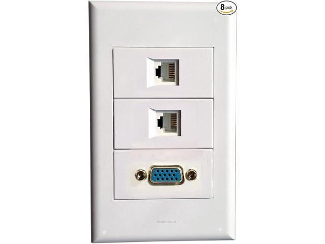 RJ11 VGA Wall Plate with RJ11 + RJ11 + VGA Keystone Modular Phone Line Distribution Jack Connectors Socket Decorative FacePlates Device Mount...