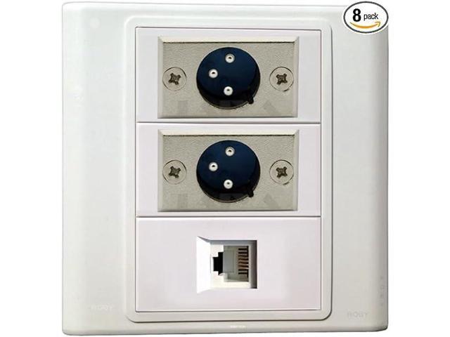 XLR RJ11 Wall Plate with 2* XLR + RJ-11 Keystone Modular Audio Microphone Jack Connectors Socket White Decorative FacePlates Device Mount Coupler...