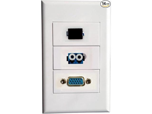 SC LC Fiber Optic Wall Plate with SC Simplex+LC Duplex + VGA Modules,Fiber Optic Keystone Connectors Jack/Plug Wall Mount Faceplate Cover...