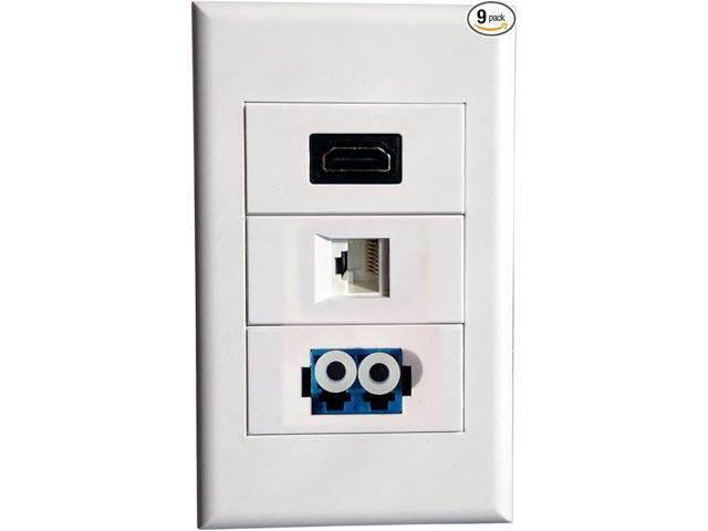 HDMI RJ45 LC Wall Plate with HDMI + RJ45 +LC Duplex Modules,Keystone Connectors for Home Theater,Network Fiber Optic Wall Mount Faceplate Cover...