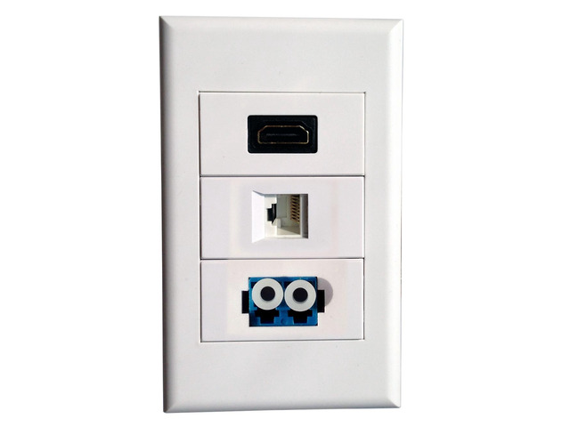 HDMI RJ45 LC Wall Plate with HDMI + RJ45 +LC Duplex Modules,Keystone Connectors for Home Theater,Network Fiber Optic Wall Mount For Cable...