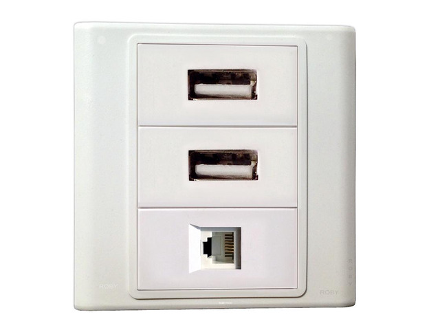 USB RJ11 Wall Plate with 2* USB Connector + RJ-11 Keystone Modular Cat3 Phone Line Distribution White Decorative FacePlates RJ11 Phone Cord Port...