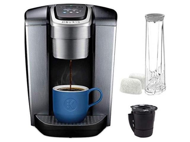 Keurig C K-Elite Maker, Single Serve K-Cup Pod Brewer, with Iced Coffee Capability, Extra Included, 75oz, Brushed Silver Plus Filter Bundle
