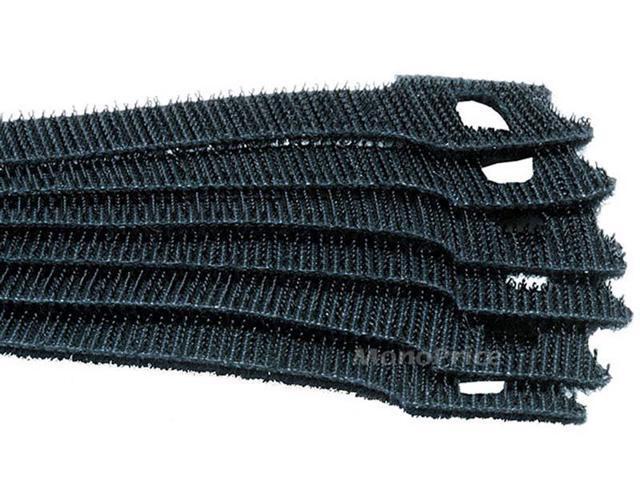 Monoprice Hook and Loop Fastening Cable Ties, 6in, 50 pcs/pack, Black