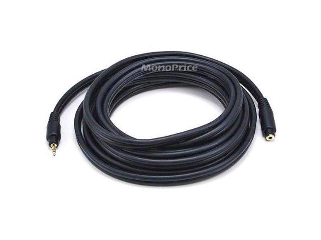 Monoprice 15ft Premium 3.5mm Stereo Male to 3.5mm Stereo Female 22AWG Extension Cable (Gold Plated) - Black