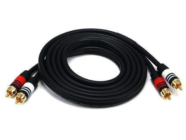 Monoprice 2864 6ft Premium 2 RCA Plug/2 RCA Plug M/M 22AWG Cable Cord - Black