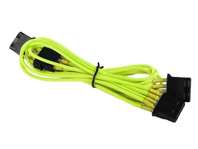 Yellow to 3 x 4-pin Cable Cord Premium Braided Adapter PC Computer