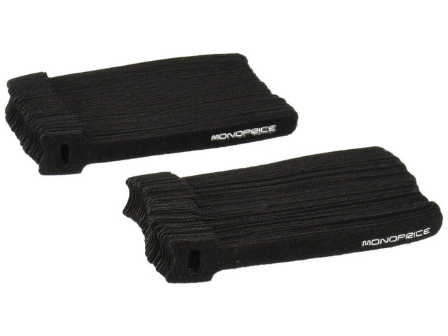 Monoprice Hook and Loop Fastening Cable Ties, 6in, 100 pcs/pack, Black