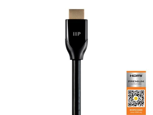 Monoprice Certified Premium High Speed HDMI Cable, 4K @ 60Hz, HDR, 18Gbps, 28AWG, YUV 4:4:4, 10ft, Black