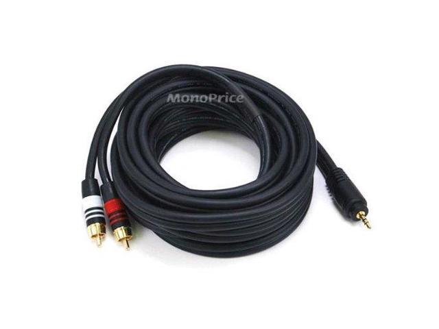 Monoprice 105600 15-Feet Premium Stereo Male to 2RCA Male 22AWG Cable - Black