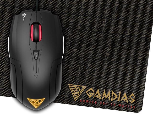 GAMDIAS Optical Gaming Mouse with 3200 DPI Sensor, 2 Smart Buttons and Gaming Mouse Mat (Demeter E1)