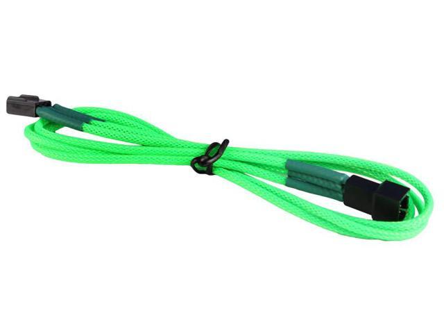 Green 3-Pin Fan Extension Cable Cord Premium Braided Adapter PC Computer