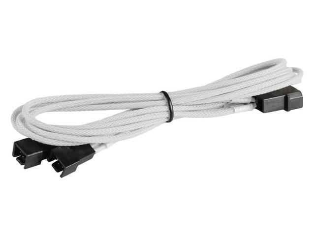 White 4-pin to 2x 3-Pin Fan Braided Power Cord Cable Adapter PC Computer