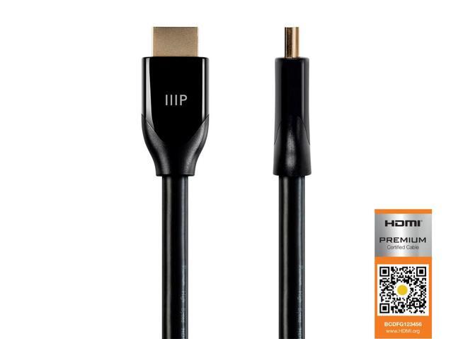 Monoprice Certified Premium High Speed HDMI Cable, 4K @ 60Hz, HDR, 18Gbps, 28AWG, YUV 4:4:4, 10ft, Black