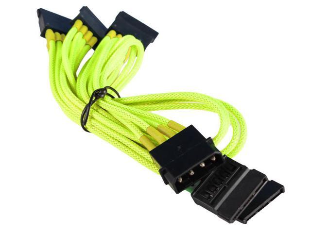 Battleborn Yellow 4-Pin to 5 x SATA Splitter Cable Cord (4-pin to 5x Serial ATA) Premium Power Adapter for PC Computer