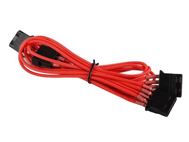Red LP4 to 3 x LP4 4-pin Cable Cord Premium Braided Adapter PC Computer
