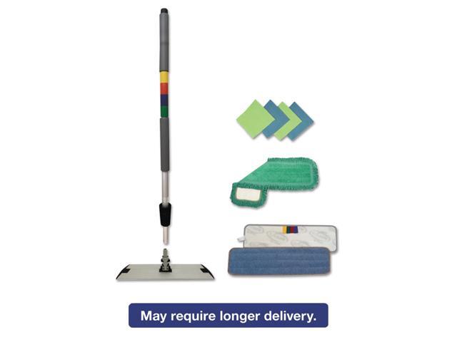 Boardwalk Microfiber Cleaning Kit 18' Wide Blue/Green Head 35' to 60' BWKMFKIT