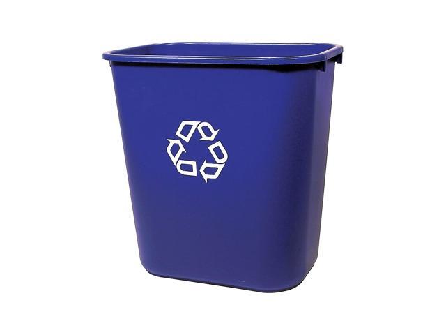 CW56432 7 gal Plastic Indoor Recycling Container without Lid Blue Soft Molded Plastic, Blue