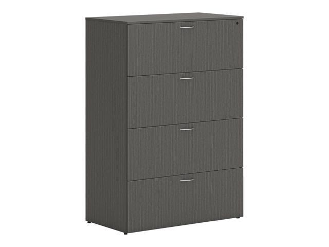 HON Mod 4-Drawer Lat File Cab Locking Letter/Legal Slate Teak 36' LLF3620L4LS1