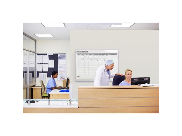Ghent GRPM313S-34 OR Schedule Magnetic Whiteboard, Operating Room Scheduling Chart - 48.5' x 36.5' - White/Gray Surface, Satin Aluminum Frame