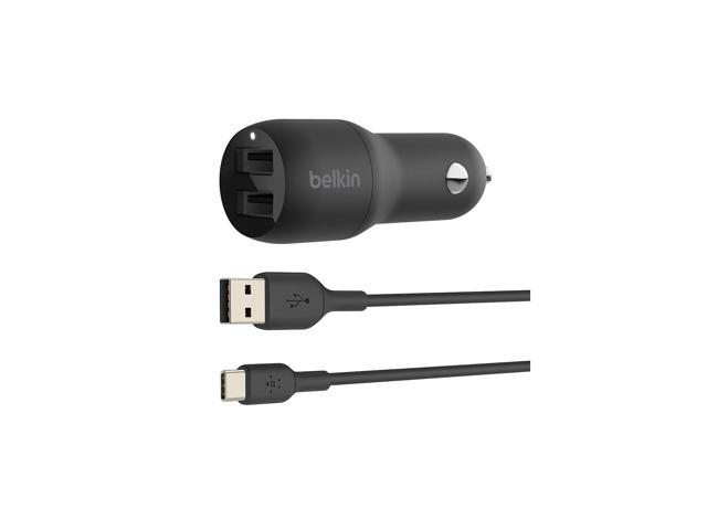 Belkin - BOOST↑CHARGE  Dual USB-A Car Charger 24W + USB-A to USB-C Cable - Black - image 6