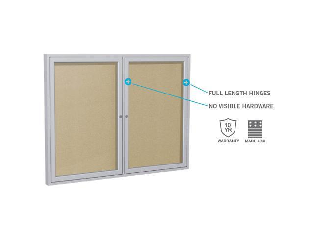 Ghent PA13624VX-193 1 Door Enclosed Vinyl Bulletin Board with Satin Frame - 24' x 36' - Silver Surface, Satin Aluminum Frame