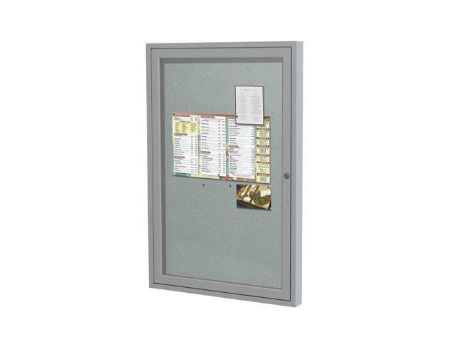 Ghent PA13624VX-193 1 Door Enclosed Vinyl Bulletin Board with Satin Frame - 24' x 36' - Silver Surface, Satin Aluminum Frame
