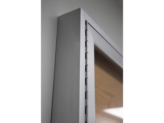 Ghent PA24860K 2 Door Enclosed Natural Cork Bulletin Board with Satin Frame - 60' x 48' - Tan Surface, Satin Aluminum Frame