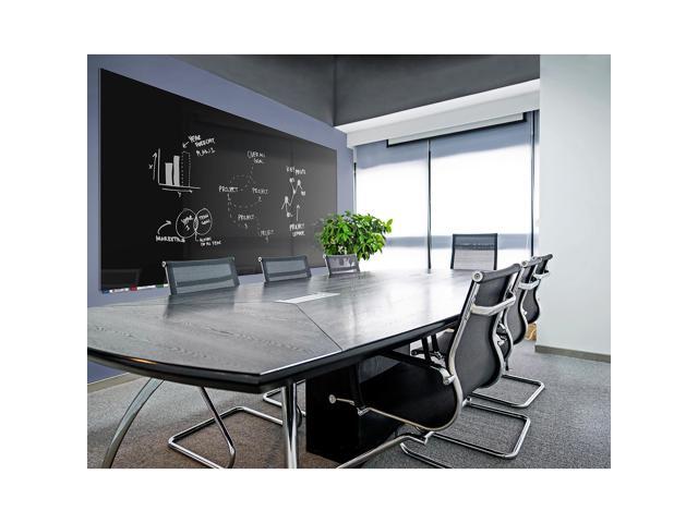 Ghent ARIASM34BK Aria Low-Profile Frameless Magnetic Glassboard - 48' x 36' - Black Surface