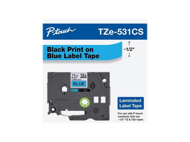 Brother P-touch TZe-531CS Laminated Label Maker Tape 1/2' x 26-2/10' Black on Blue (TZe-531CS) TZE531CS