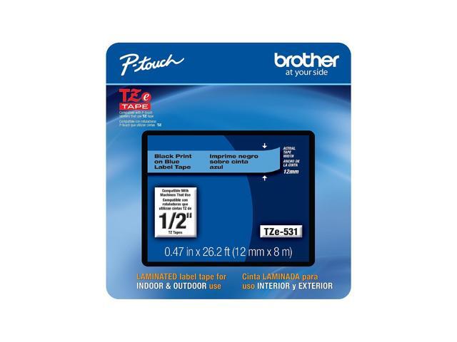 Brother P-touch TZe-531CS Laminated Label Maker Tape 1/2' x 26-2/10' Black on Blue (TZe-531CS) TZE531CS