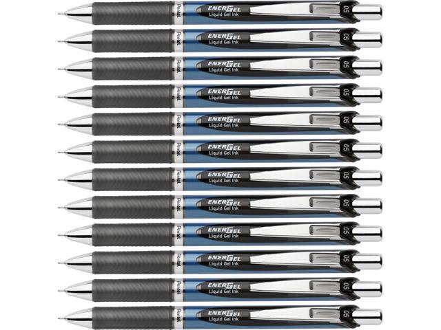 Pentel Gel Pen Retract/Refillable Needle Tip 0.5mm 12/BX BK Ink BLN75ABX