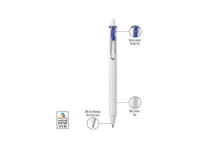 uniONE Gel Pen Retractable Medium 0.7 mm Blue Ink White/Blue Barrel Dozen 70363