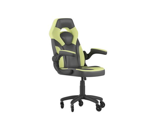 Flash Furniture X10 Ergonomic LeatherSoft Swivel Gaming Chair with Transparent Roller Wheels Neon Green/Black (CH00095GNRLB)