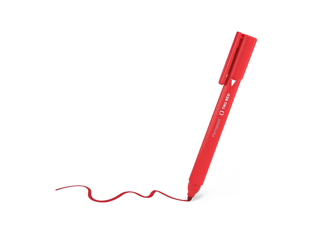 TRU RED Pen Permanent Markers Fine Tip Red Dozen TR54539